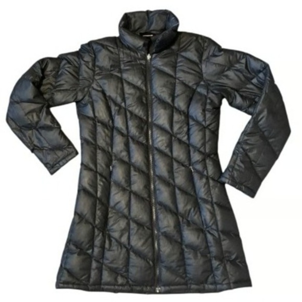 Patagonia Women's XS Black Lightweight Goose Down Long Hooded Jacket Warm Travel